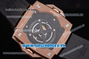 Hublot Masterpiece MP 08 Antikythera Sunmoon Asia 2813 Automatic Rose Gold Case Skeleton Dial Grey Leather Strap and Stick Markers