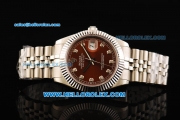 Rolex Datejust II Oyster Perpetual Automatic Movement Full Steel with Brown Dial and Diamond Markers