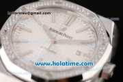 Audemars Piguet Royal Oak Swiss ETA 2824 Automatic Full Steel with Diamond Bezel and White Dial - 1:1 Best Edition (Z)