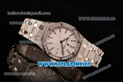 Audemars Piguet Royal Oak 33MM Miyota Quartz Diamonds/Steel Case with White Dial Stick Markers and Diamonds Bezel (EF)