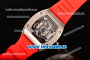 Richard Mille RM 038 Asia Automatic Steel Case with Skeleton Dial and Red Rubber Strap