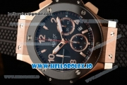 Hublot Big Bang Evolution Chrono Swiss Valjoux 7750 Automatic Rose Gold/PVD Case Black Dial With Stick/Arabic Numeral Markers Black Rubber Strap