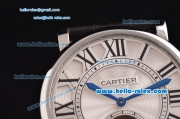 Cartier Rotonde De Tourbillon ST22 Automatic Steel Case with White Dial and Black Leather Strap