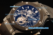 Hublot Big Bang Skeleton Swiss Tourbillon Manual Winding Movement Ceramic Case and Bezel with Black Rubber Strap