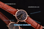 IWC Portofino Vintage Swiss ETA 2892 Automatic Rose Gold Case with Brown Leather Strap and Black Dial