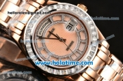 Rolex Day-Date Masterpieces Swiss ETA 2836 Automatic Rose Gold Case with Diamonds Bezel and Pink MOP Dial (BP)