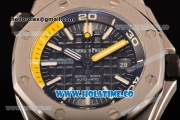 Audemars Piguet Royal Oak Offshore Diver Asia Automatic Steel Case with Black Dial Yellow Rubber Strap and White Stick Markers (EF)