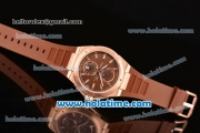 IWC Ingenieur Asia ST Automatic Rose Gold Case with Brown Rubber Strap Stick Markers and Brown Dial