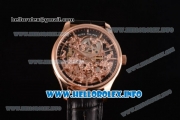 Patek Philippe Complicated Skeleton Asia Automatic Rose Gold Case with Skeleton Dial and Black Leather Strap (GF)