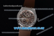 Hublot Classic Fusion Skeleton Asia Automatic Steel Case with Skeleton Dial and Brown Rubber Strap