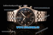 IWC Pilot's Watches Spitfire Chronograph Swiss Valjoux 7750 Automatic Full Stel with Black Dial and White Arabic Numeral Markers (BP)