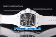Richard Mille RM 038 Miyota 9015 Automatic Steel Case with Skeleton Dial Dot Markers White Ceramic Bezel and White Rubber Strap