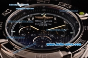 Breitling Chronomat B01 Chronograph Quartz Silver Case with Black Dial-Roman Markers and Black Rubber Strap