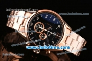 Tag Heuer Mikrograph Chrono Miyota OS10 Quartz Full Rose Gold with Black Dial and Arabic Numeral Markers