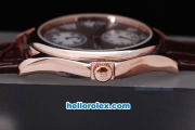 Patek Philippe Classic Quartz Brown Dial and Rose Gold Bezel with White Marking and Brown Leather Strap