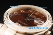 Rolex Datejust Automatic Movement ETA Coating Case with Brown Dial and Diamond Bezel