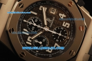 Audemars Piguet Royal Oak Offshore Grey Themes Swiss Valjoux 7750 Titanium Case with Grey Dial and Rubber Strap - Run 12@Sec