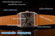 Franck Muller Master Square Swiss ETA 2824 Automatic Steel Case Diamond Bezel with Orange Leather Strap and Diamond Dial