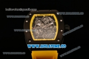 Richard Mille RM 055 Bubba Watson Tourbillon Manual Winding PVD Case with Skeleton Dial Dot Markers and Yellow Rubber Strap