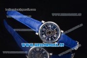 Cartier Rotonde de Cartier Astrotourbillon Asia 2813 Automatic Steel Case with Blue Dial Roman Numeral Markers and Blue Leather Strap