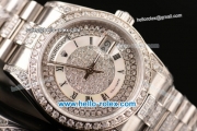 Rolex Day Date Asia 2813 Automatic Steel Case with Diamond/Steel Strap Diamond Bezel and Diamond Dial