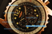 Breitling Chronospace Chronograph Quartz Rose Gold Case with Black Dial and Black Rubber Strap