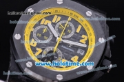 Audemars Piguet Royal Oak Offshore Carbon BumbleBee Chrono Swiss Valjoux 7750 Automatic Carbon Fiber Case with Yellow Arabic Numeral Markers and Black Dial