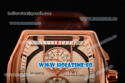 IWC Da-Vinci Chrono Miyota Quartz Rose Gold Case with Brown Leather Strap and White Dial