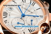 Cartier Ballon Bleu De Medium Chrono Miyota Quartz Rose Gold Case with White Dial and Roman Numeral Markers