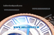 Cartier Ballon Bleu Tourbillon Seagull ST80 Tourbillon Manual Winding Rose Gold Case with Grey Dial and Diamonds Bezel