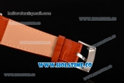 Minorva Swiss Tourbillon Manual Winding Steel Case with White Dial Orange Leather Strap and Black Roman Numeral Markers