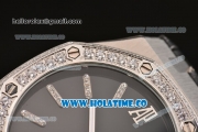 Audemars Piguet Royal Oak 41MM Asia Automatic Steel Case with Black Dial Diamonds Bezel and Stick Markers