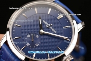 Ulysse Nardin Classico Miyota OS2035 Quartz Steel Case with Stick Markers Blue Dial and Blue Leather Strap