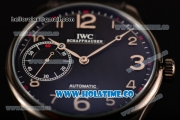 IWC Portugieser Hand-Wound Asia 6497 Manual Winding PVD Case with Black Dial and Silver Arabic Numeral Markers