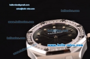 Audemars Piguet Royal Oak Lady Miyota OS2035 Quartz Steel Case with Diamond Bezel Black Dial and Rubber Strap