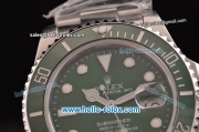 Rolex Submariner Rolex 3135 Automatic Steel Case with White Markers Green Dial and Stainless Steel Strap