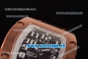 Richard Mille RM 007 Miyota 9015 Automatic Rose Gold Case with Skeleton Dial Arabic Numeral Markers and White Rubber Strap (K)