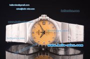 Omega Constellation Asia 2813 Automatic Full Steel Case with Yellow Dial and Diamond Markers