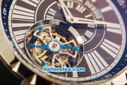Roger Dubuis Excalibur Swiss Tourbillon Manual Winding Movement Steel Case with White Markers and Black Rubber Strap