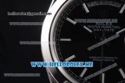 Rolex Day-Date Clone Rolex 3255 Automatic Stainless Steel Case/Bracelet with Black Dial and White Stick Markers