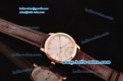 Patek Philippe Calatrava Swiss ETA 2824 Automatic Rose Gold Case with Brown Leather Strap White Dial Numeral/Stick Markers