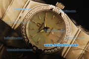 Omega Constellation Swiss Quartz Steel Case with Diamond Bezel and White MOP Dial-Stick Markers