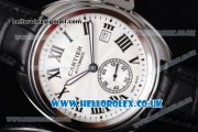 Cartier Cle de Cartier Asia ST16 Automatic Steel Case with White Dial White Second Hand and Black Leather Strap