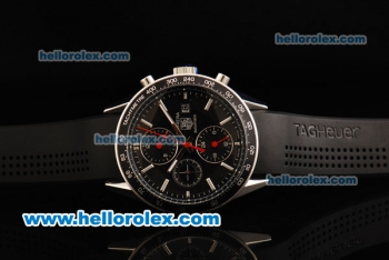 Tag Heuer Carrera Chronograph Automatic Movement with Black Dial and Bezel-Rubber Strap