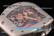 Richard Mille Tourbillon RM 057 Dragon Swiss ETA 2824 Automatic Steel Case with Black Rubber Strap and Brown Dragon Dial - 1:1 Original