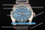 Rolex Milgauss Asia Automatic Steel Case with Blue Dial and Grey Nylon Strap - White Stick Markers