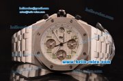 Audemars Piguet Royal Oak Offshore Swiss Valjoux 7750-DD Automatic Full Steel with White Dial and Green Numerals Markers- Run