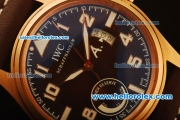 IWC Big Pilot Power Reserve Rose Gold Case with Brown Dial and Brown Leather Strap