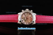 Rolex Daytona Automatic Movement MOP Dial with Roman Markers and Red Leather Strap