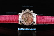 Rolex Daytona Automatic Movement MOP Dial with Roman Markers and Red Leather Strap